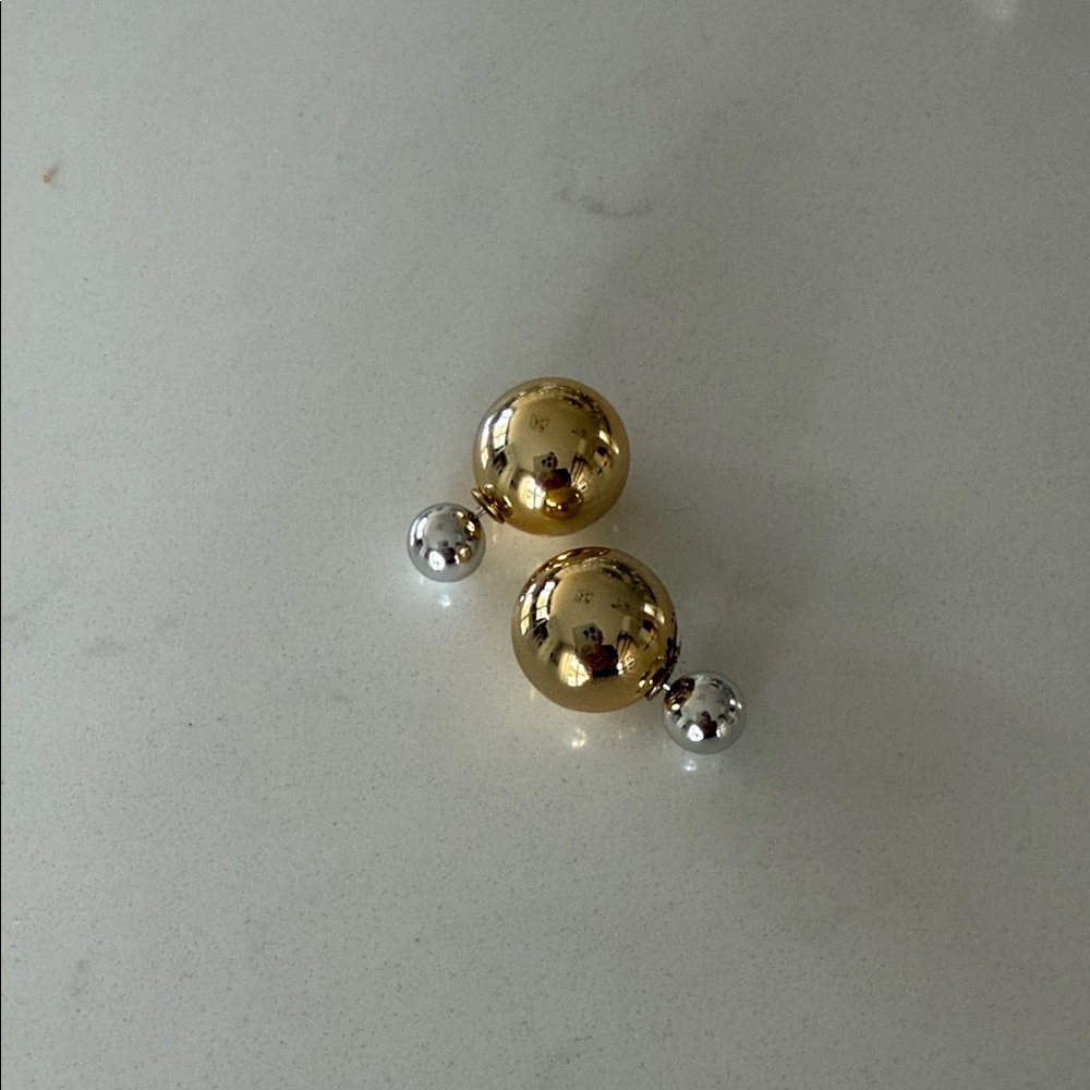 Elegant Gold and Silver Ball Earrings